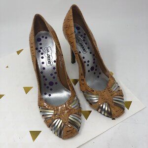 Oh Deer! Cork and Metallic coated heels SAMPLE 6